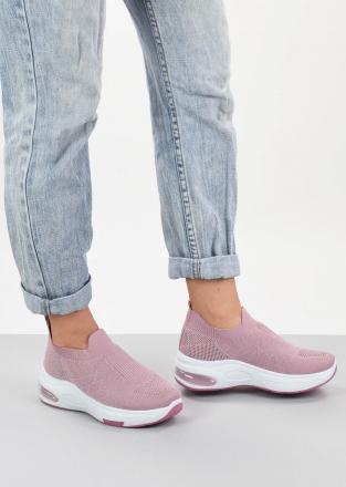 Sock style trainers with white sole in pink