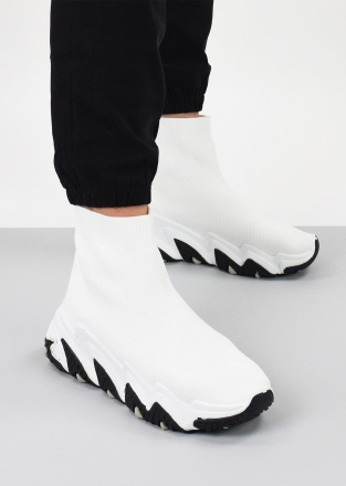 Sock trainers in white & black