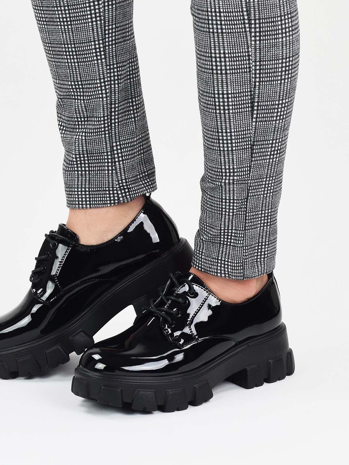 Chunky lace-up loafers in black