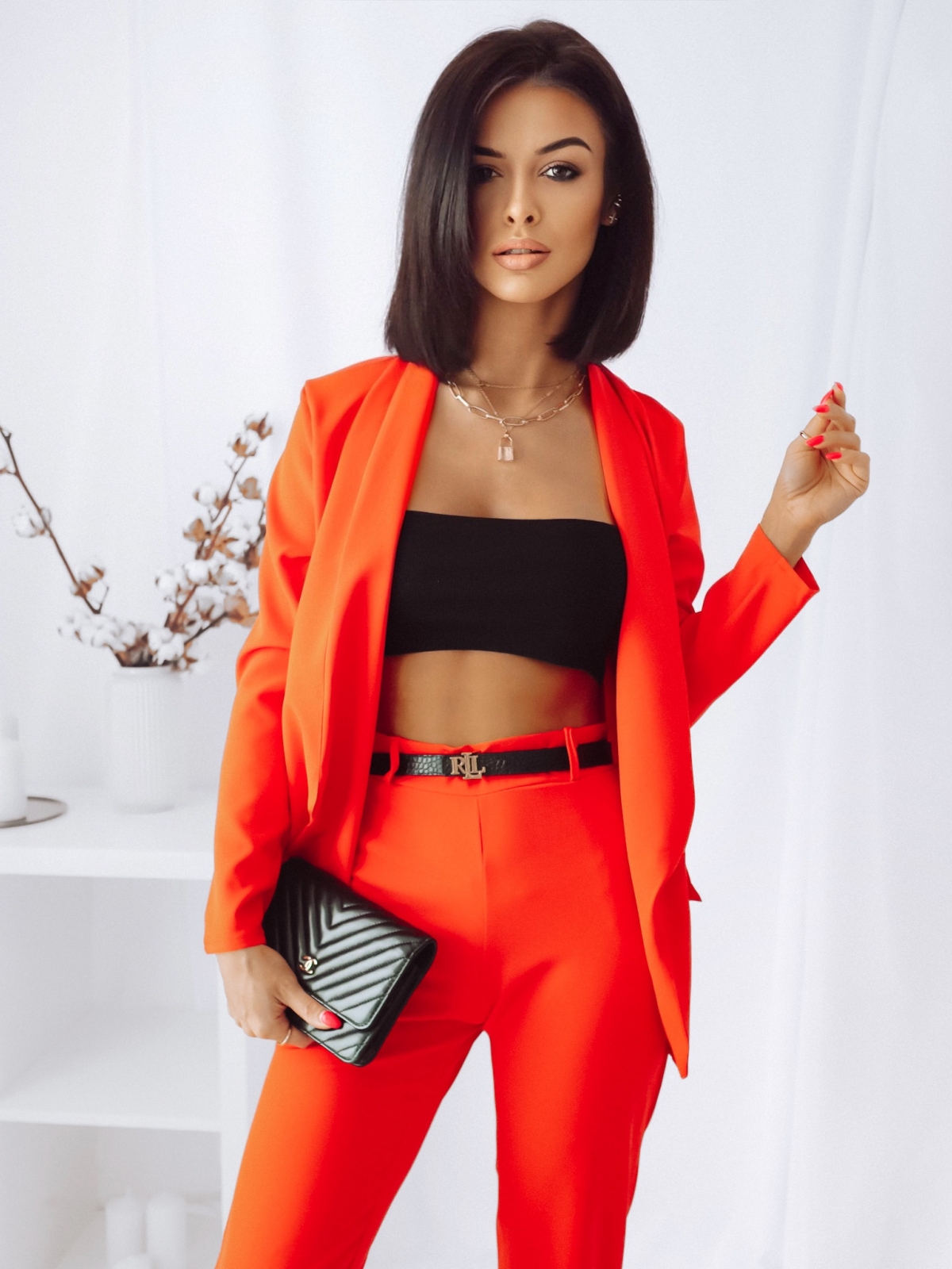 Classic design suit set in orange