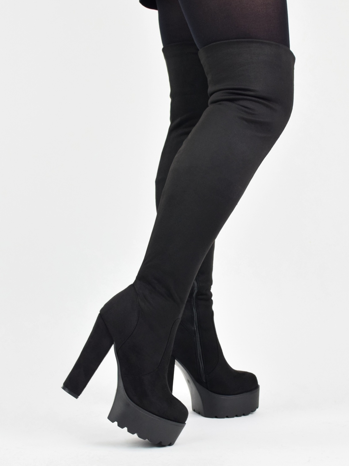 Chunky over the knee boots in black
