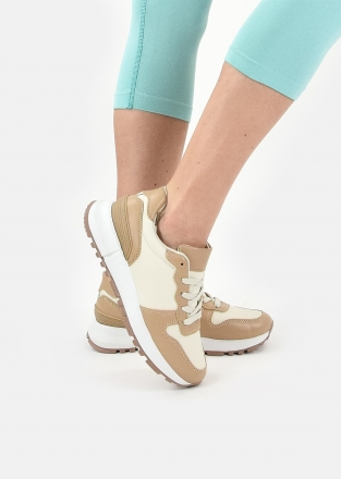 Lace up trainers with white details in neutral