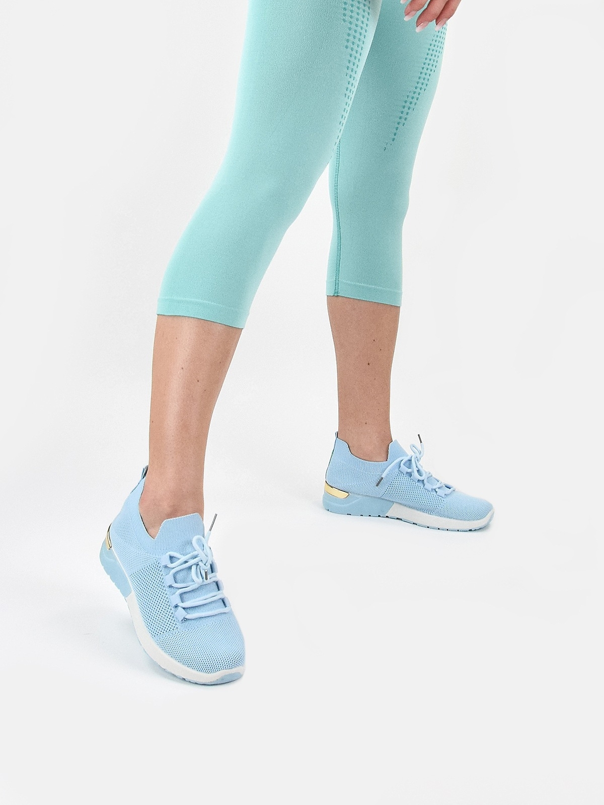 Sock trainers with lace imitation in sky blue