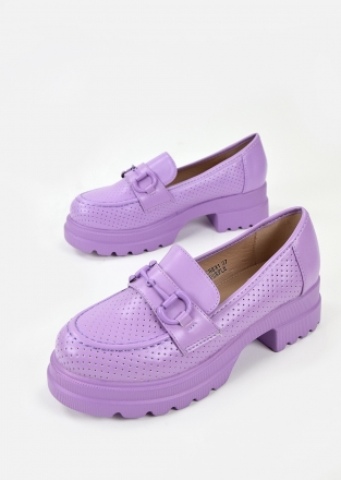 Chunky loafers with front metal trim in purple