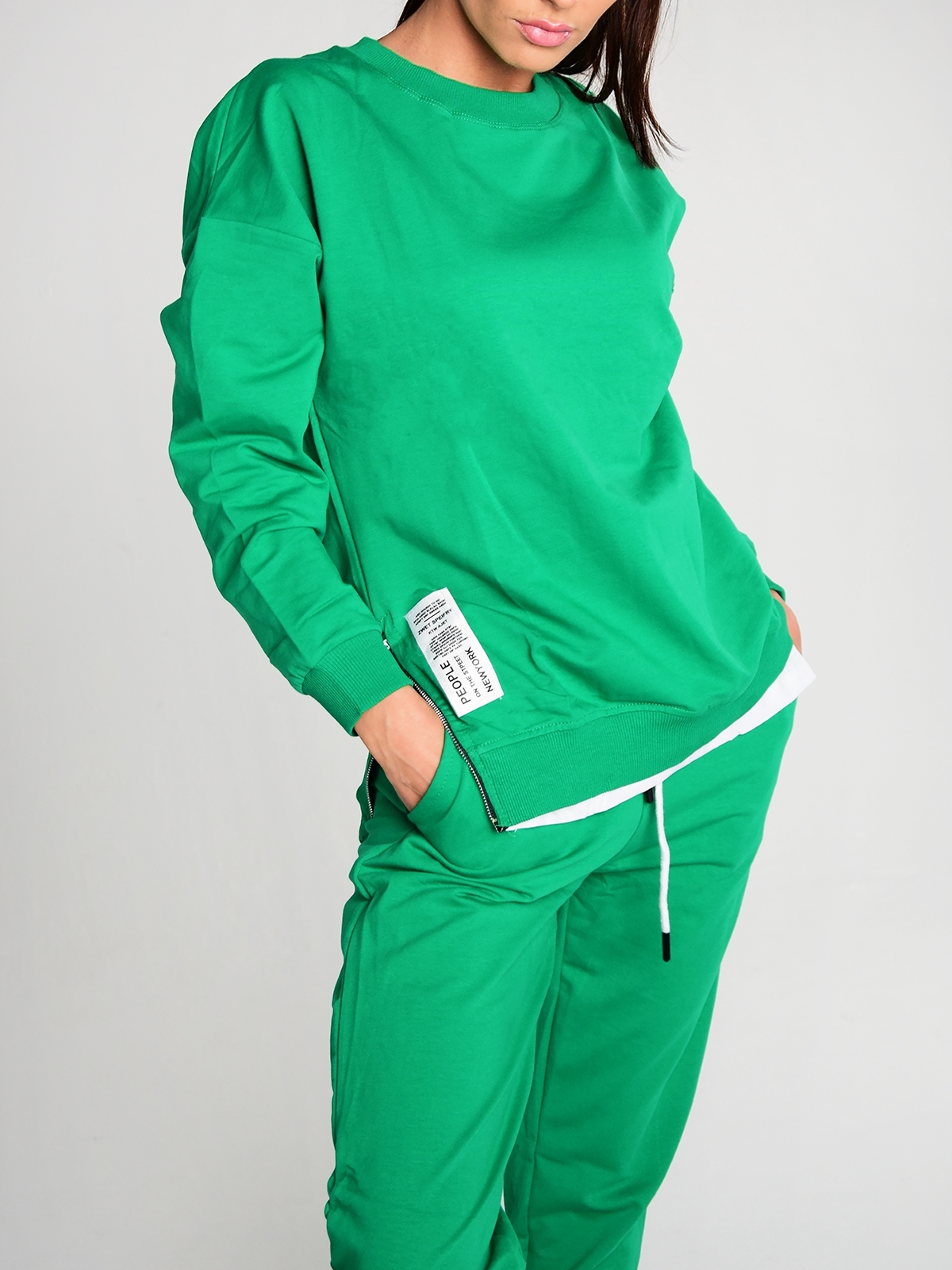 Moon design cotton tracksuit set in green