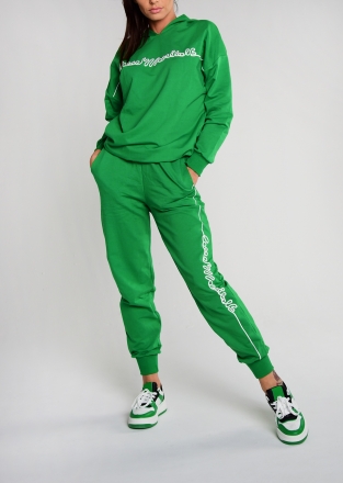 Moon design stylish cotton tracksuit in emerald green