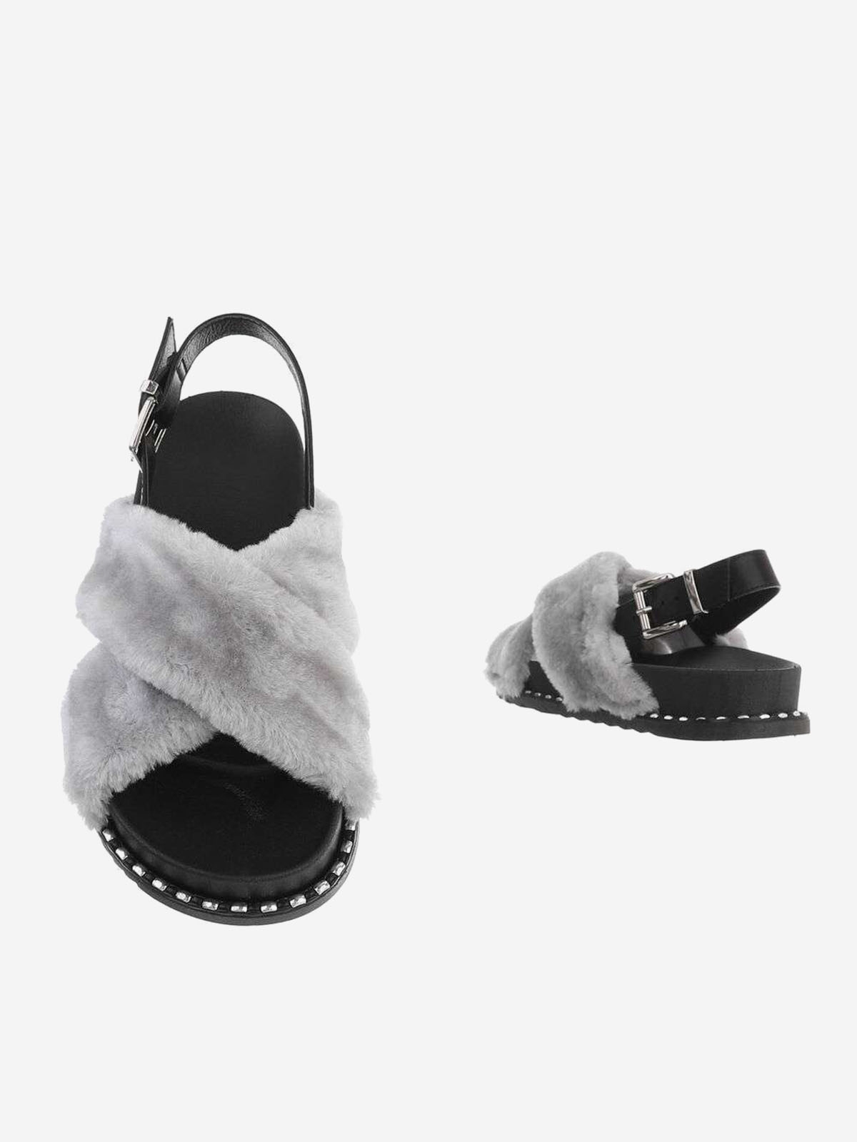 Stylish adjustable sandals with medium platform in grey