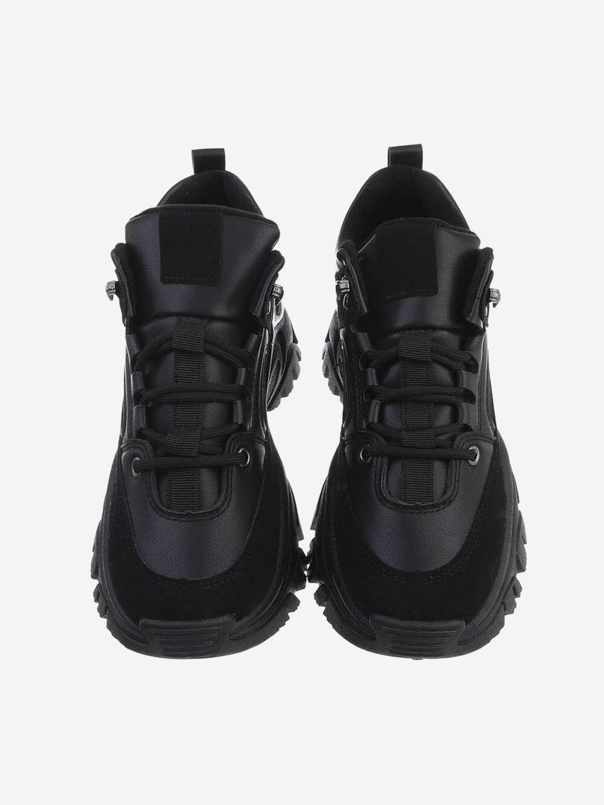 Women's sneakers with laces in black