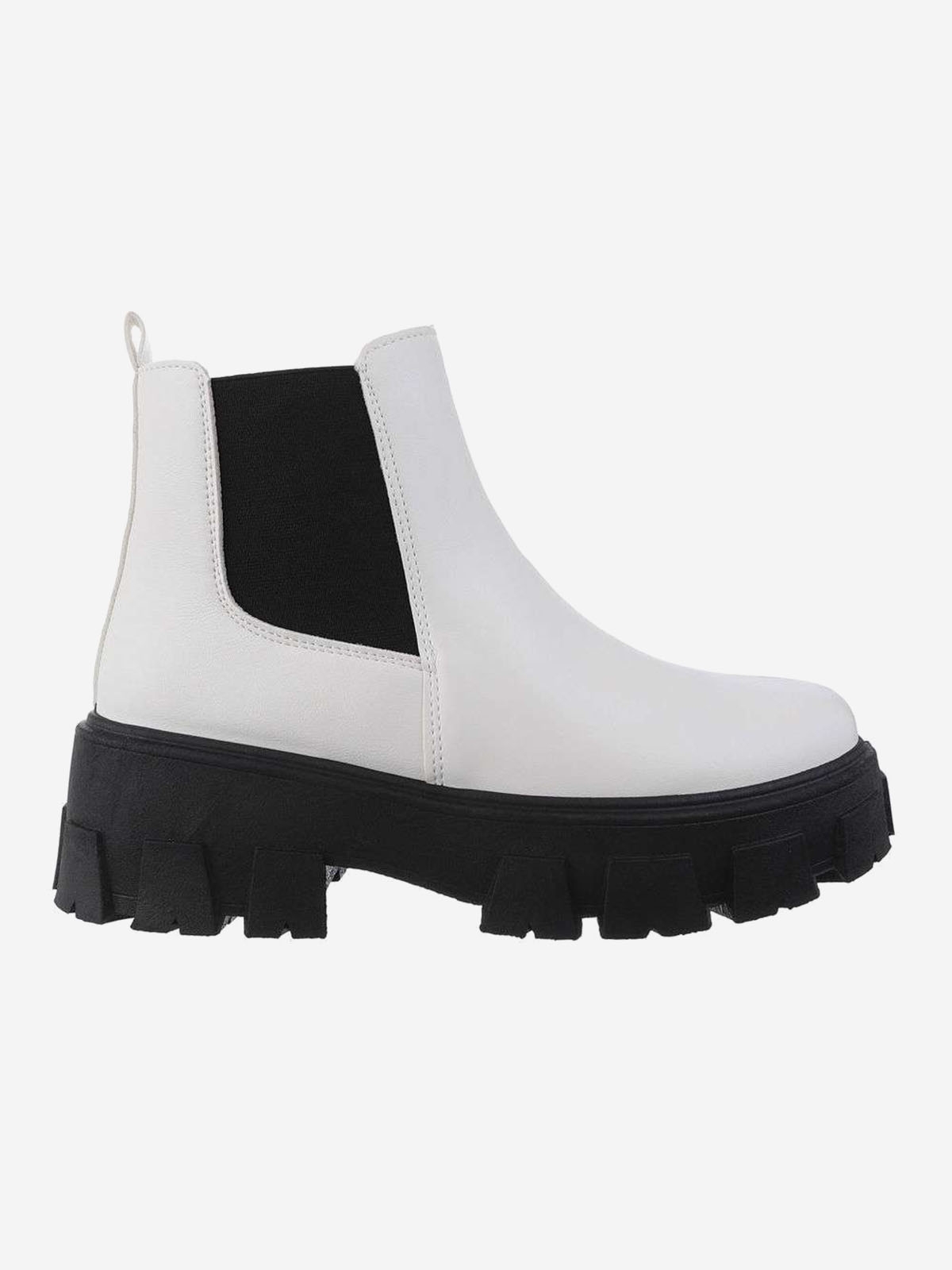 Women's ankle boots with platform in white