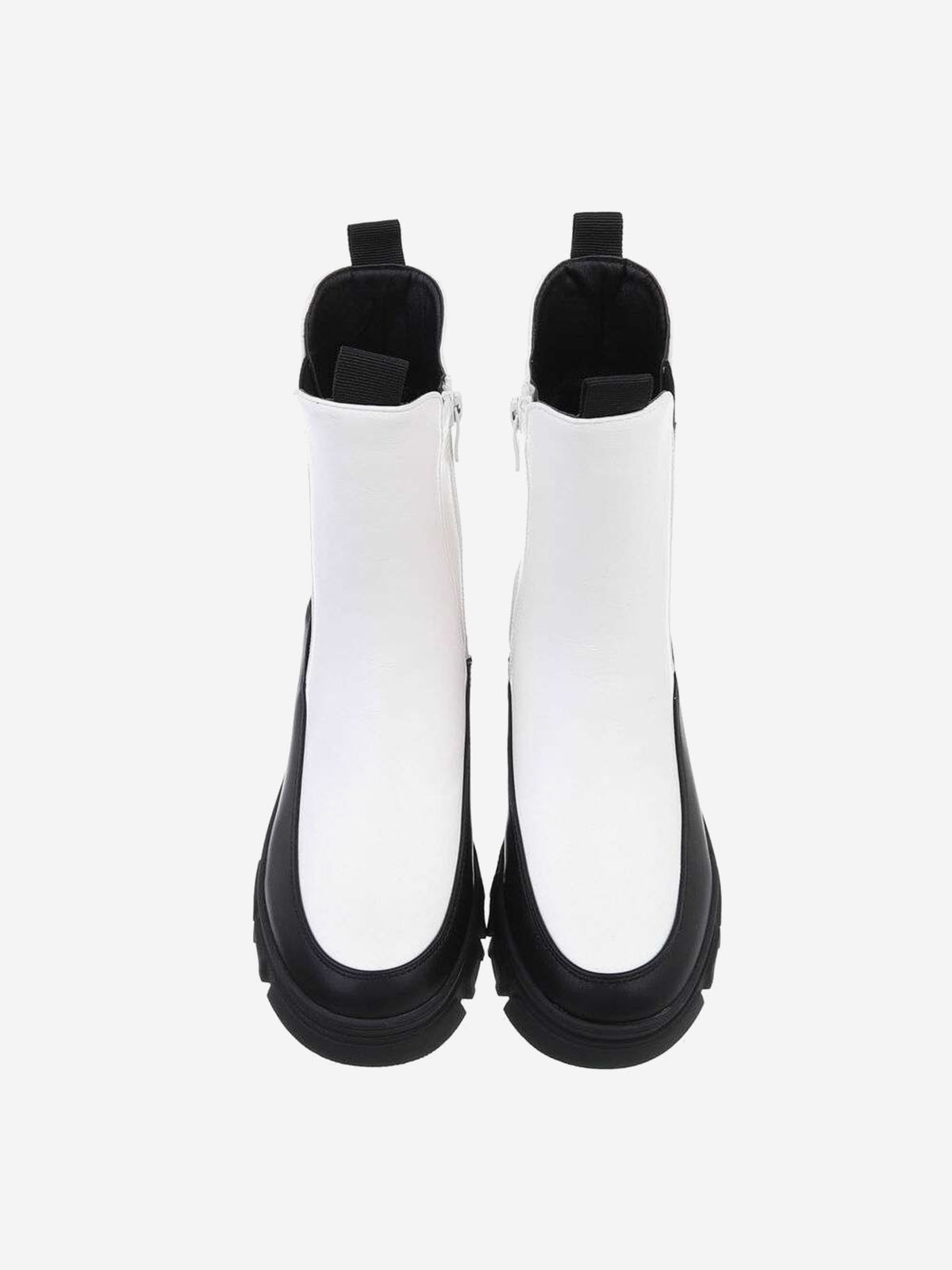 "Chelsea" women's boots in white with black sole