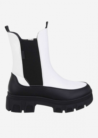 "Chelsea" women's boots in white with black sole