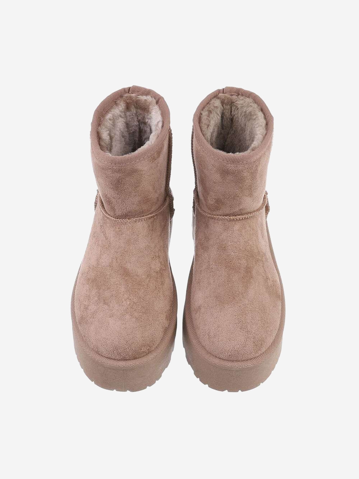 UGG type women's ankle shoes with platform in beige