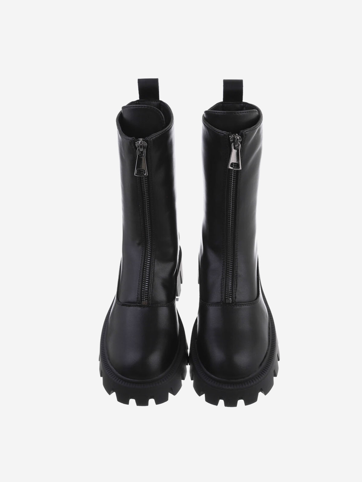Women's ankle boots with a zipper in the front in black
