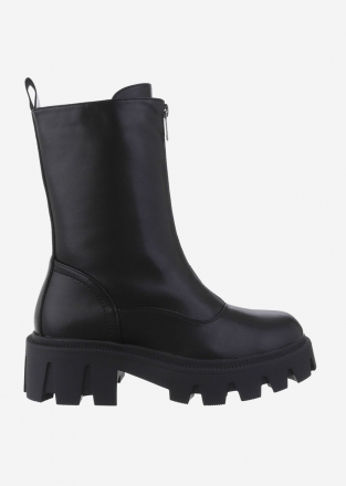 Women's boots with a zipper on the front in black