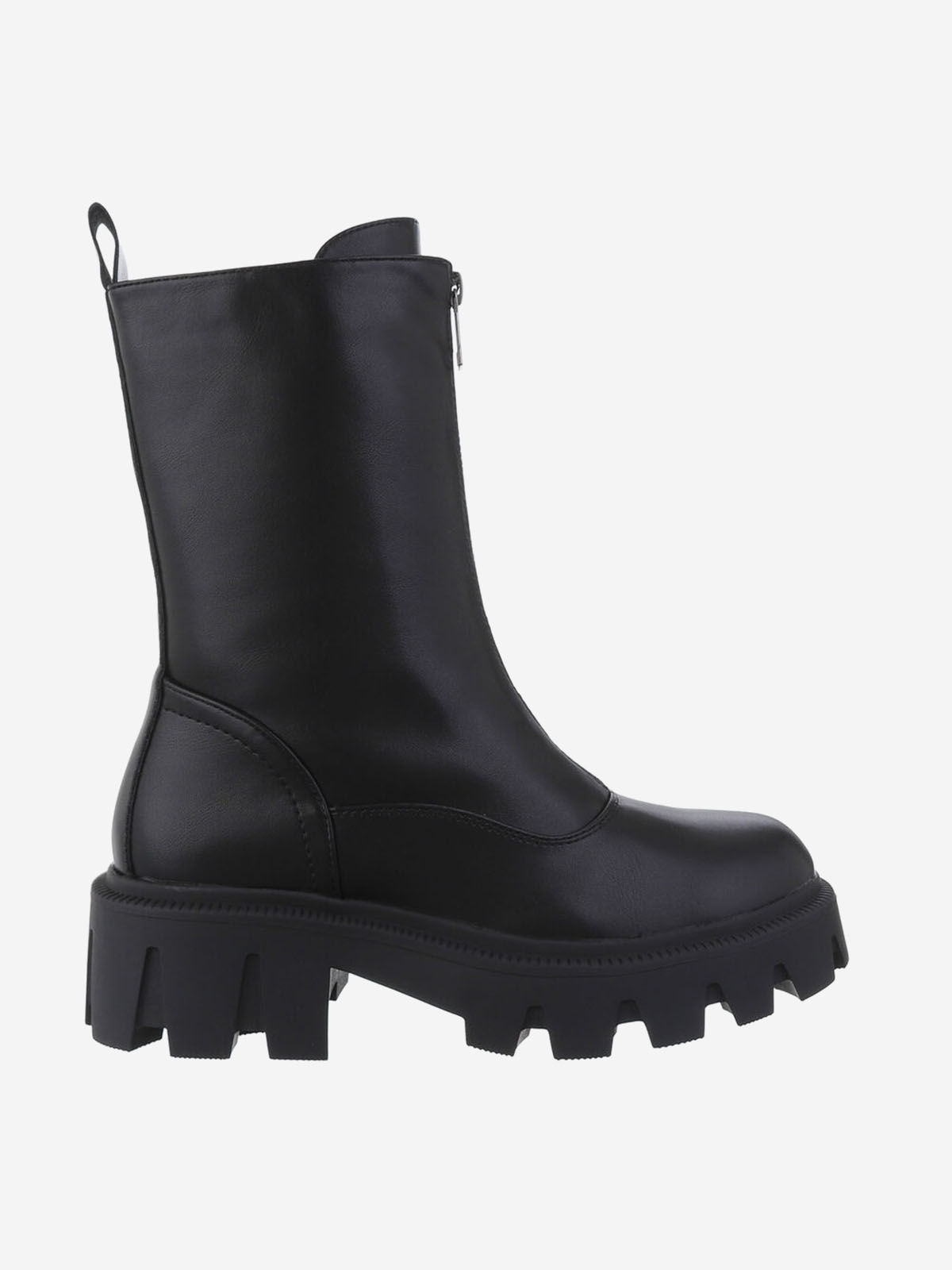 Women's ankle boots with a zipper in the front in black