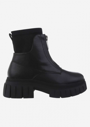Women's platform ankle boots with a zipper in the front