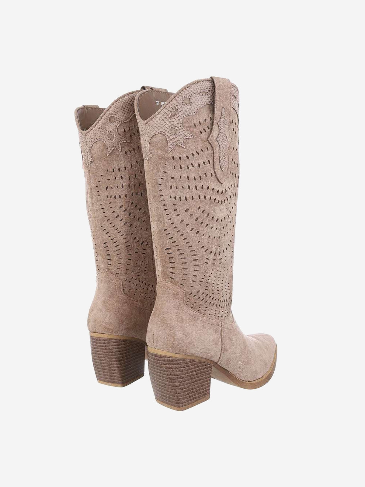 Western style women's high-heeled boots in khaki