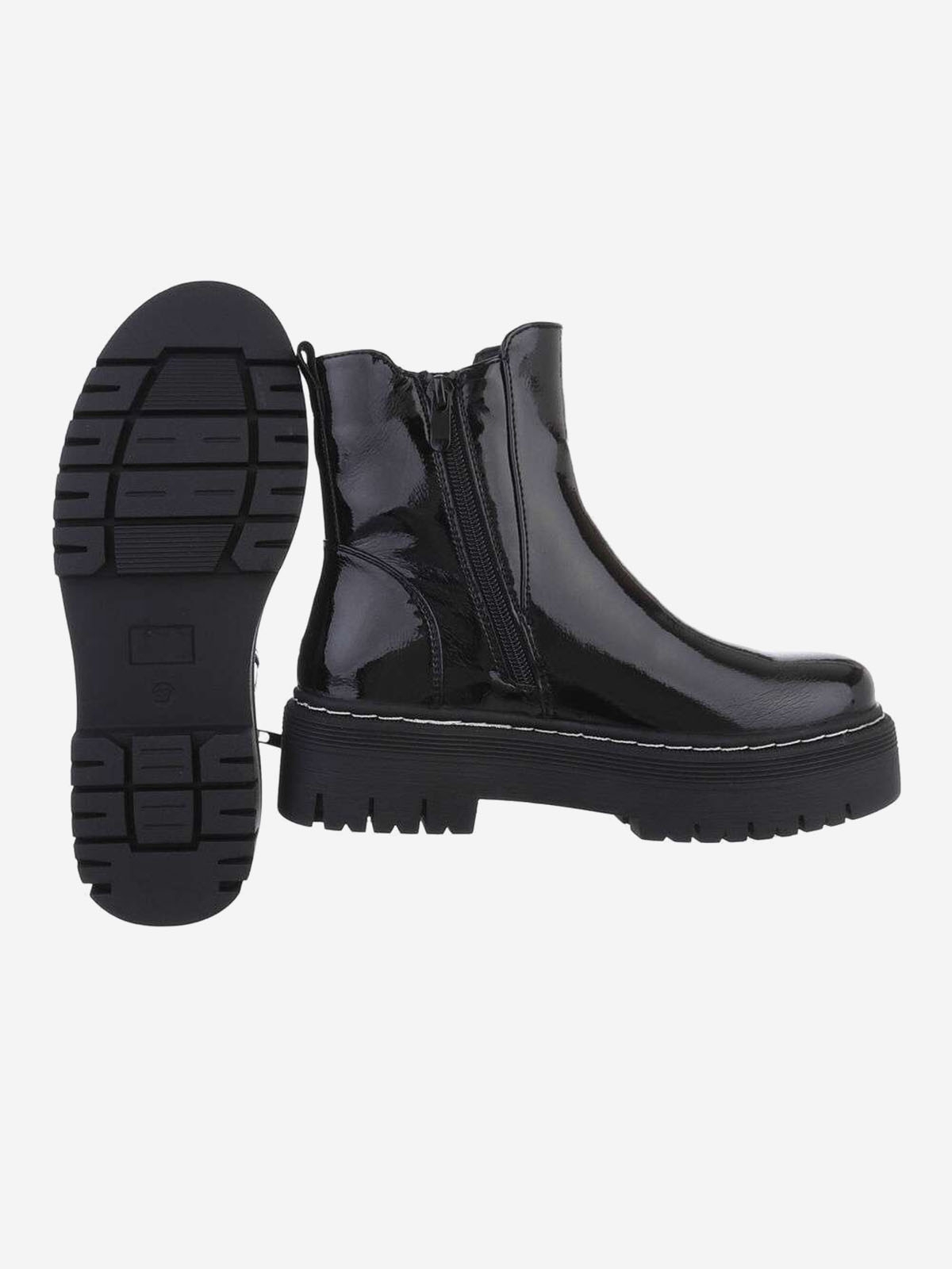 Chelsea stiliaus lakuoti juodos spalvos moteriški auliniai batai