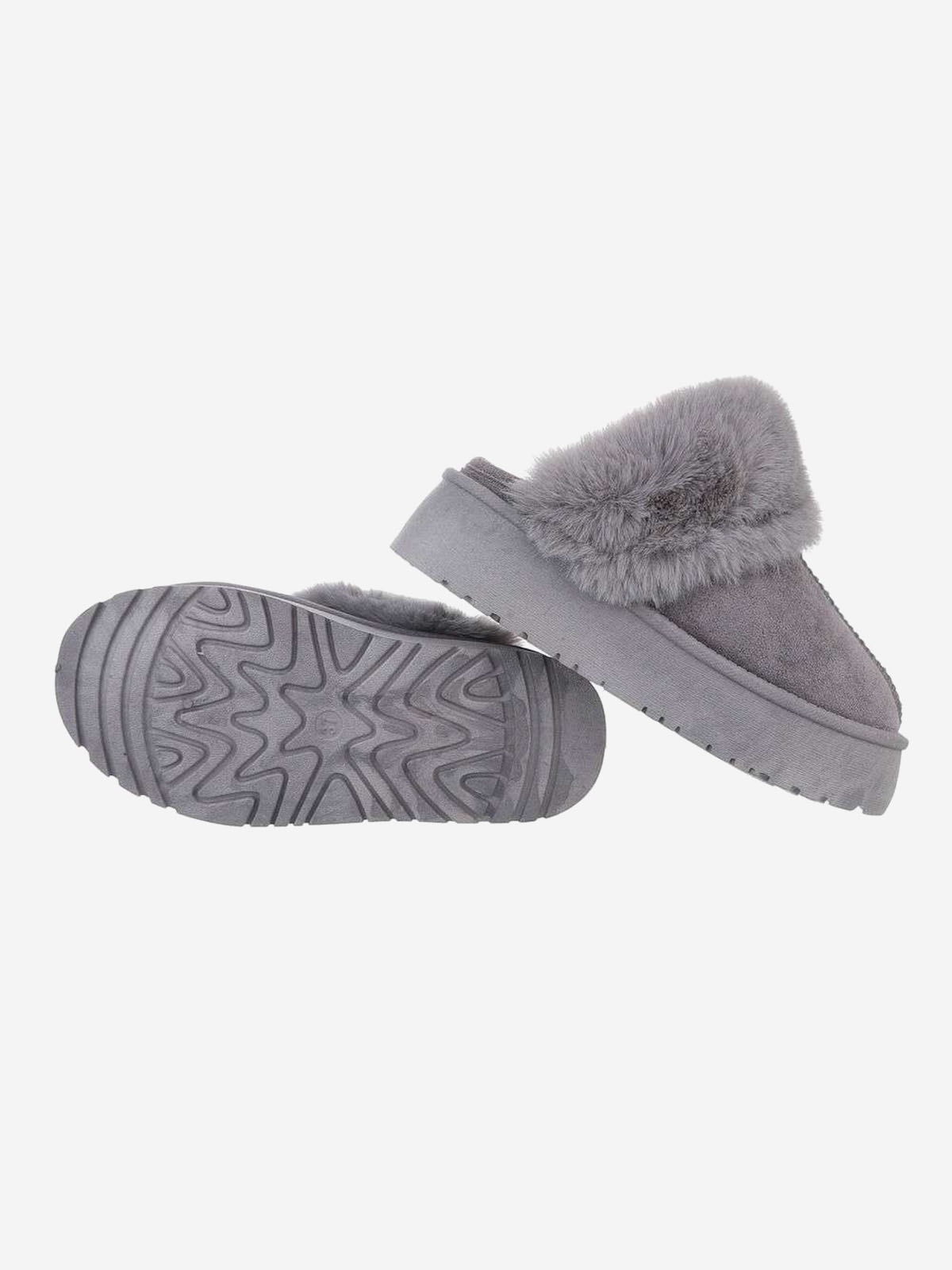 UGG type women's slippers with platform in grey