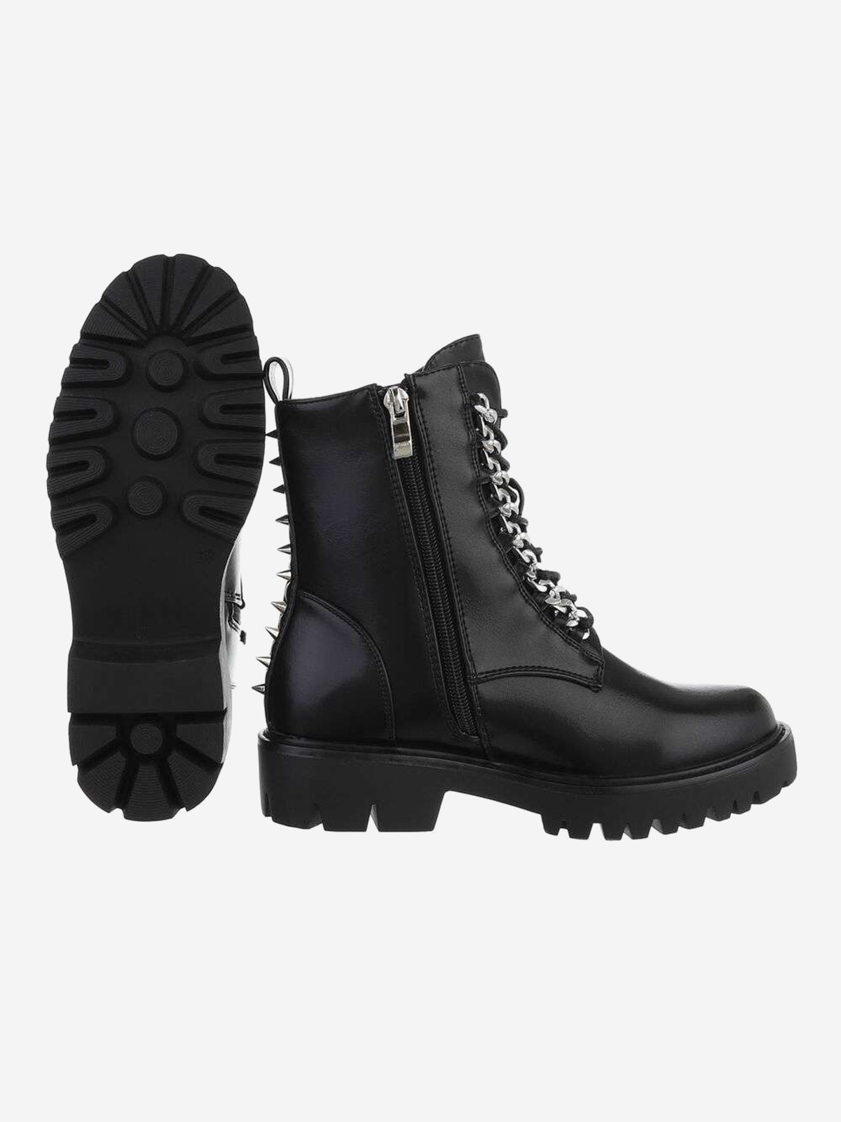"Punk" style women's ankle boots in black