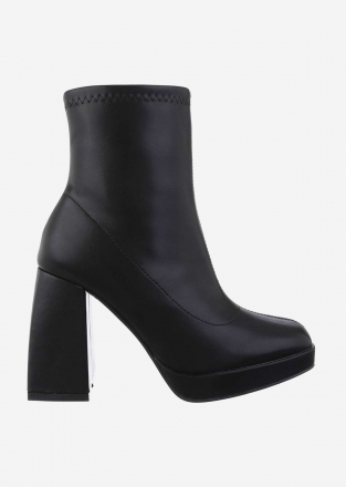 Elegant high heeled women's ankle boots in black