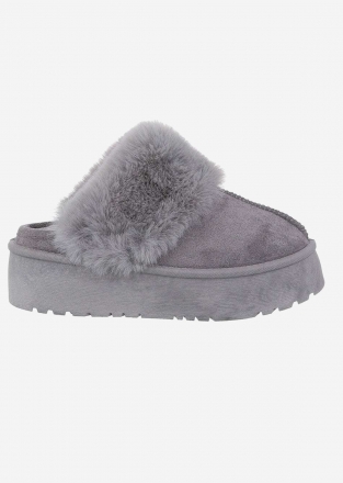 UGG type women's slippers with platform in grey