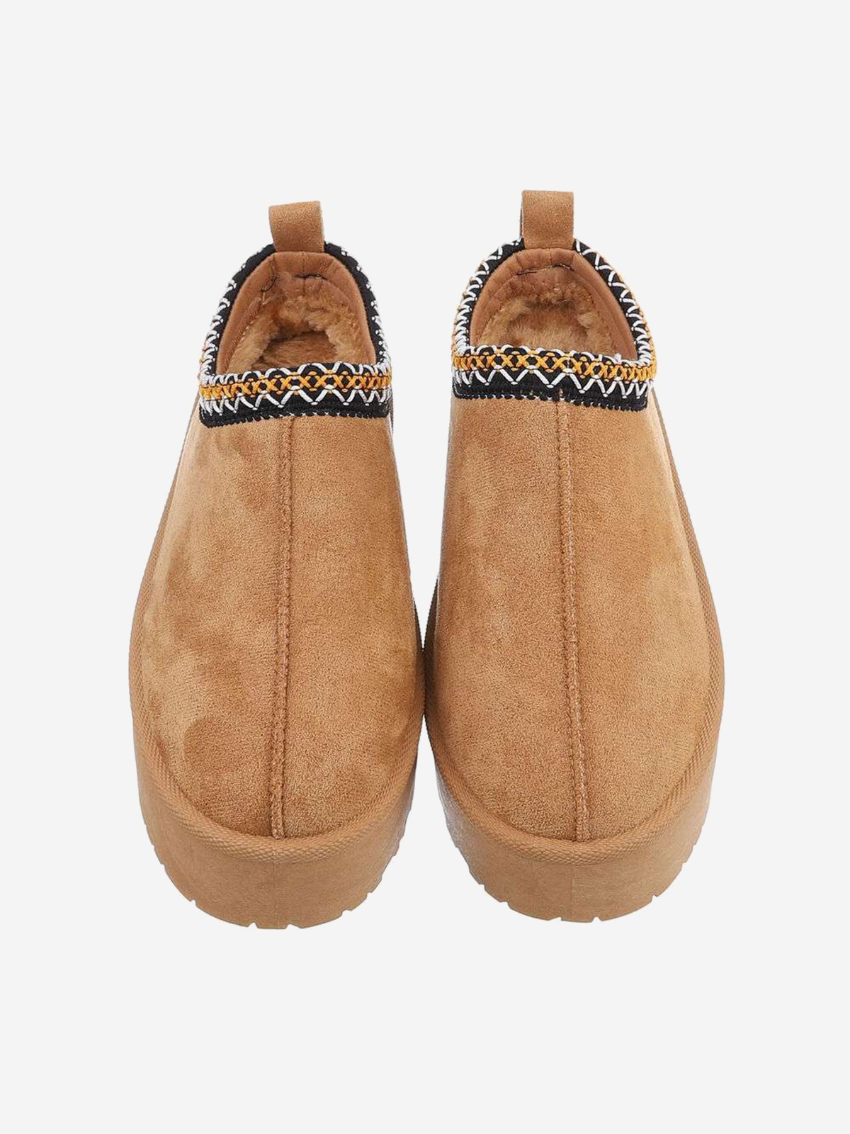UGG style women's slippers with platform in camel