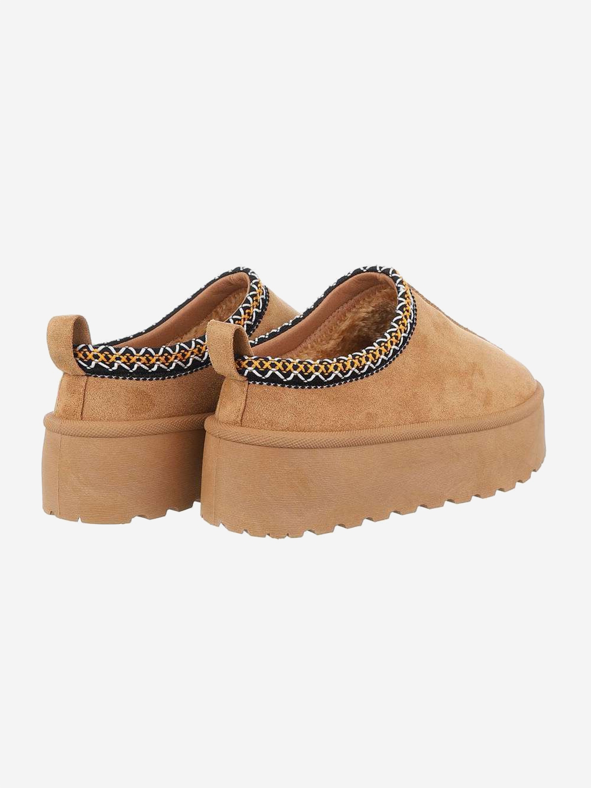 UGG style women's slippers with platform in camel