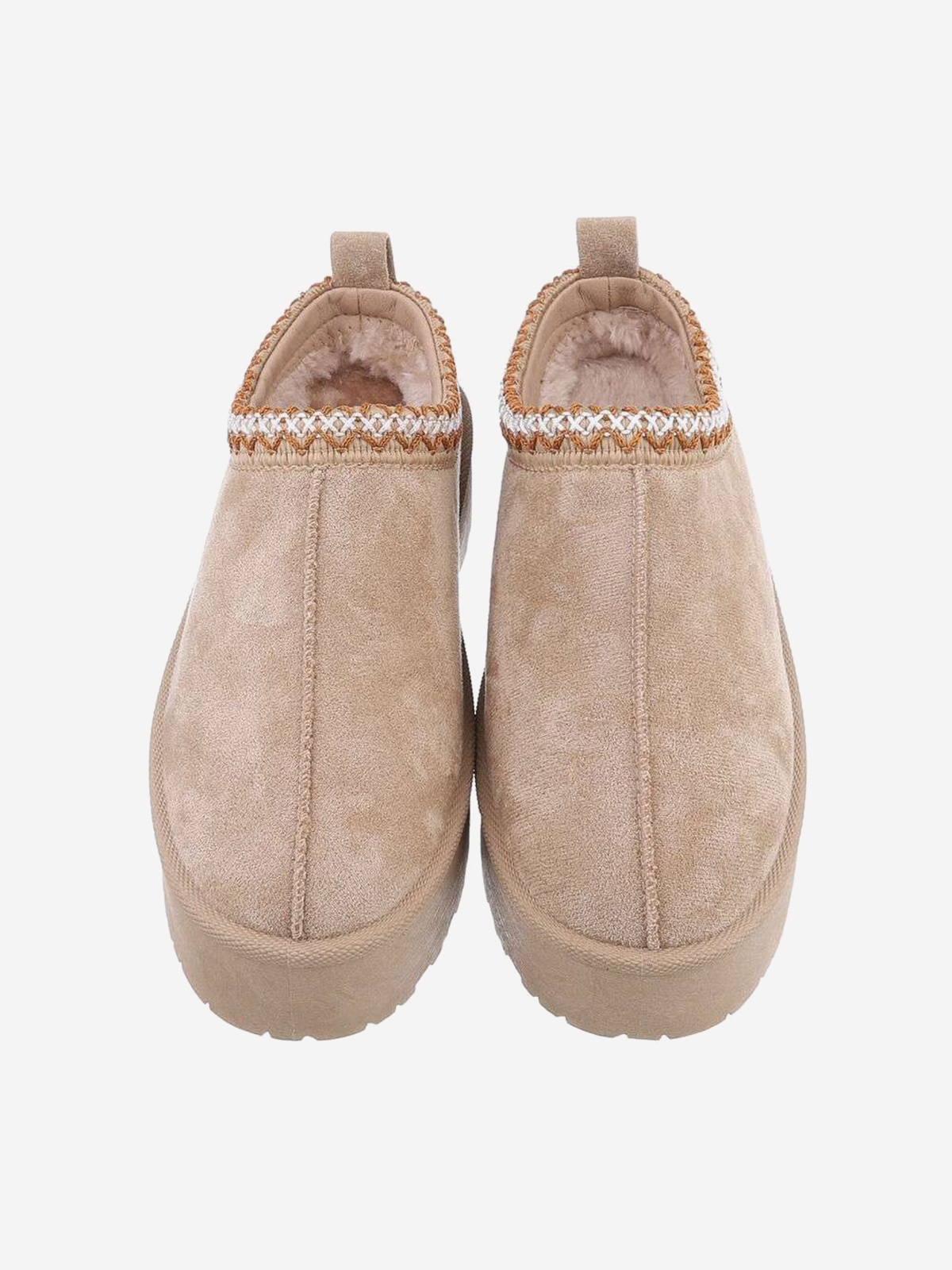 UGG style women's slippers with platform in khaki