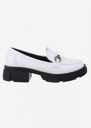 Chunky loafers with front metal trim in white
