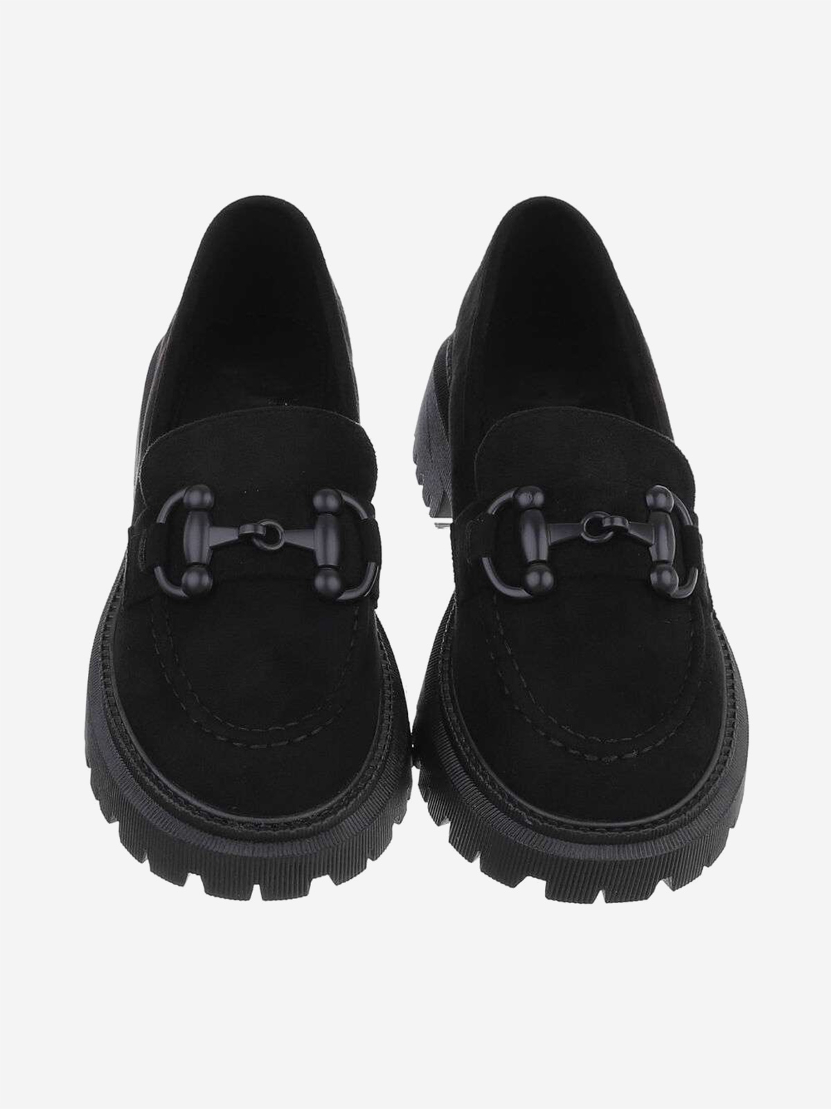 Women's moccasins with a decorative accent on the front in black