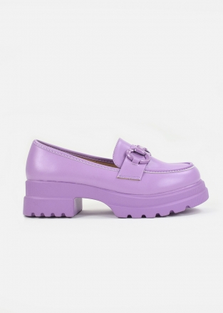 Chunky loafers with front trim in purple