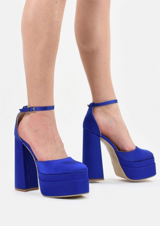 Exclusive design high heeled platform sandals in crystal blue