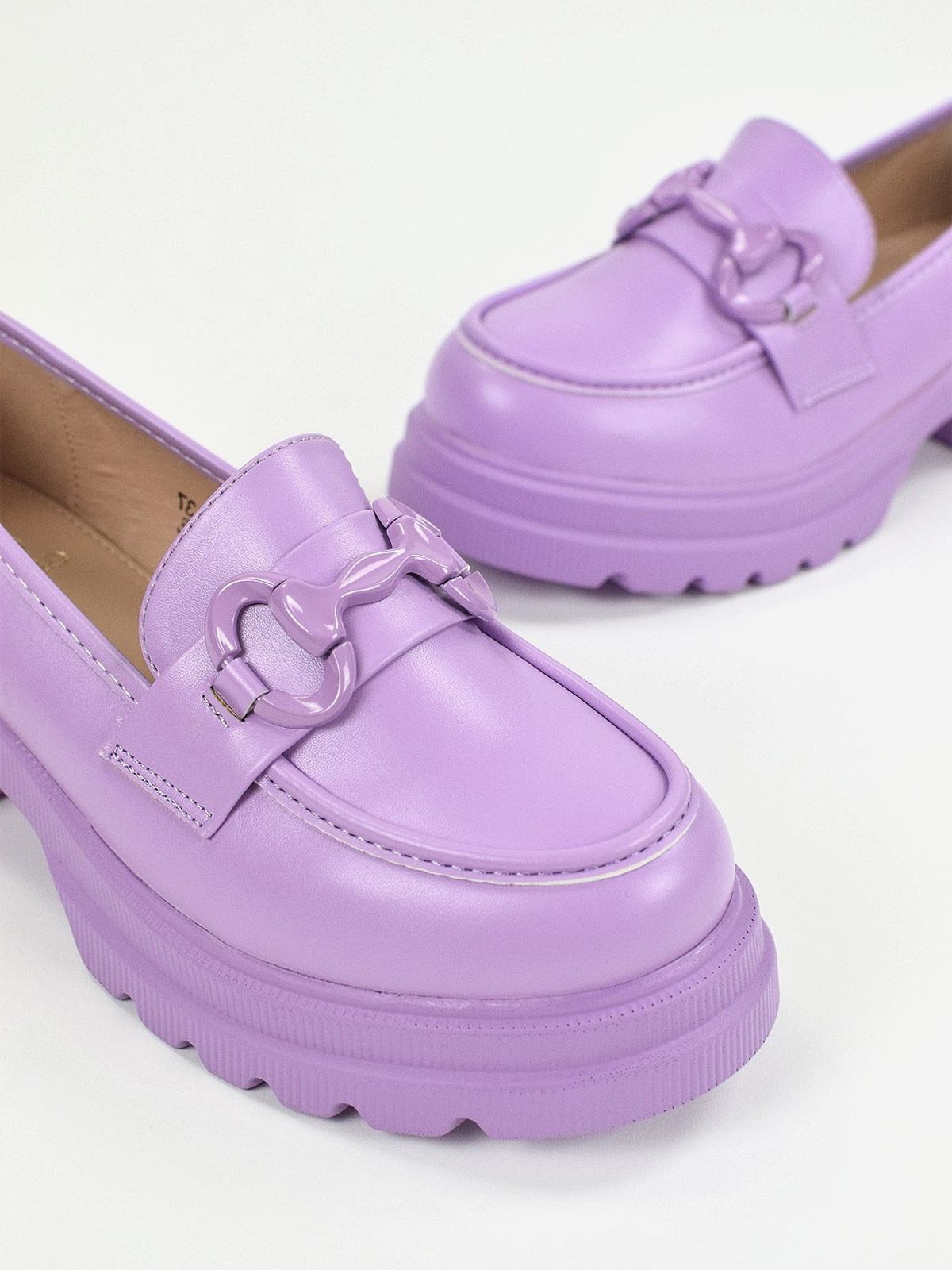 Chunky loafers with front trim in purple