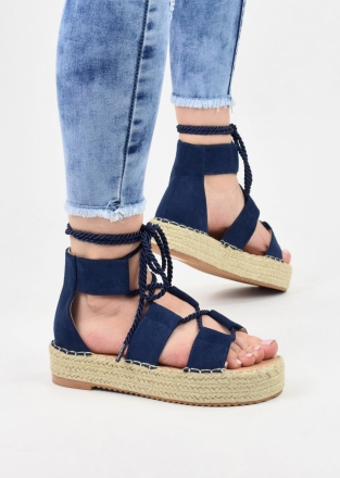 Ethno design lightweight sandals with platform in blue