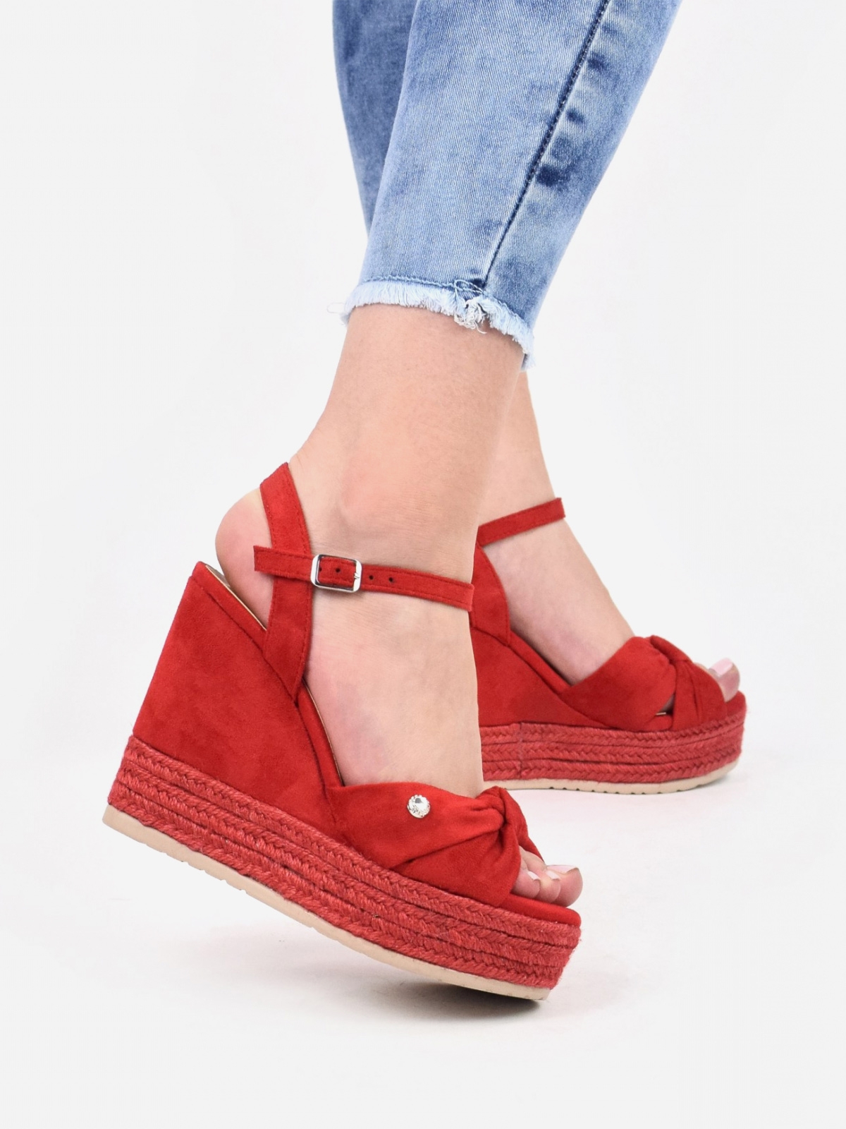 Charming design platform sandals in red