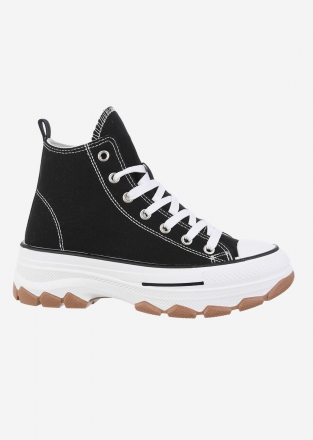 Women's sneakers with high sole in black