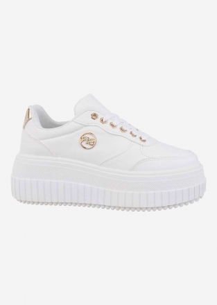 Women's sneakers with platform in white