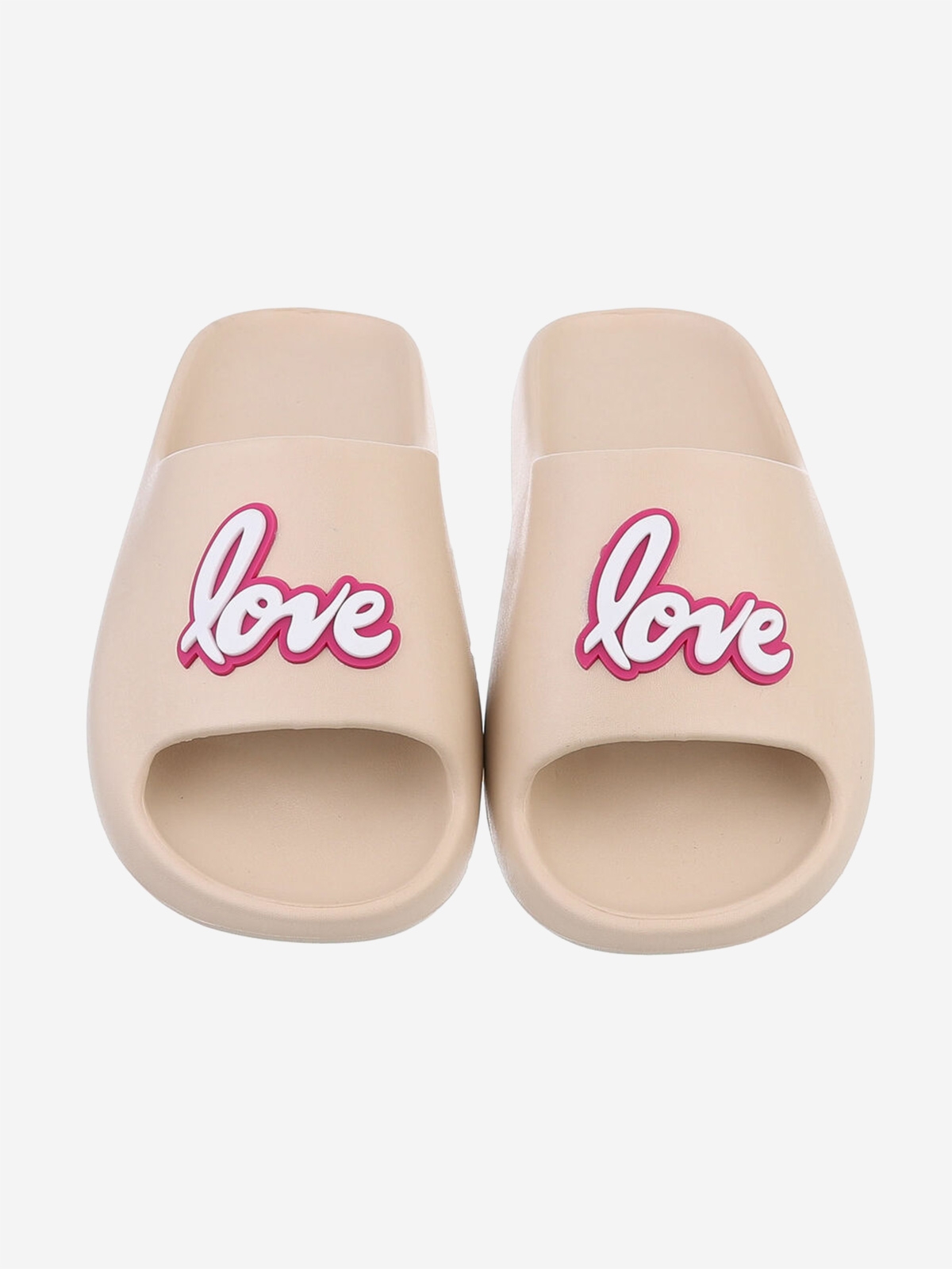 Women's slippers "LOVE" in beige