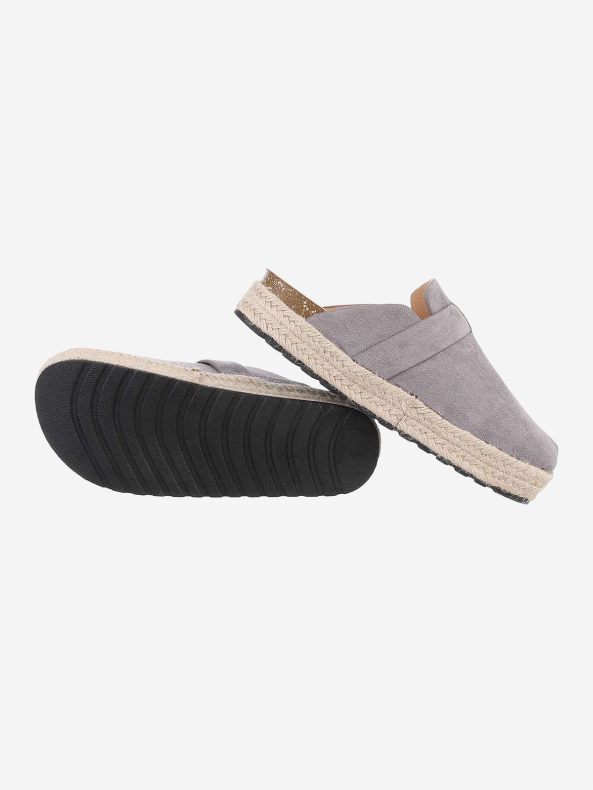 Women's slippers with a thick sole in grey