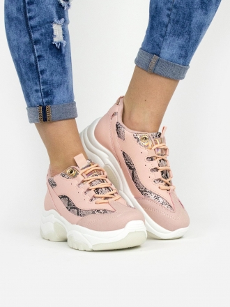 Snake print design trainers in pink