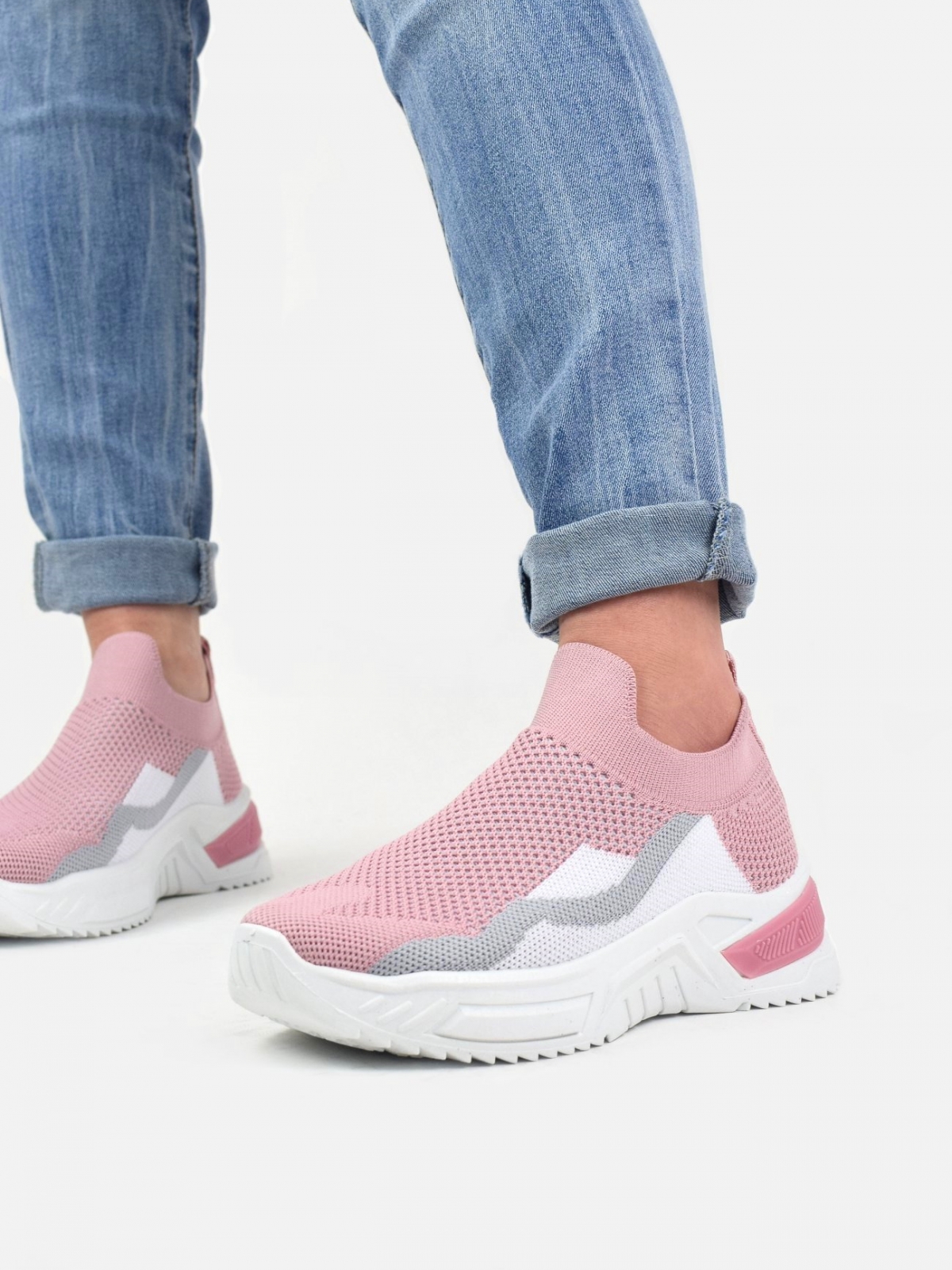 Stylish sock type trainers in pink