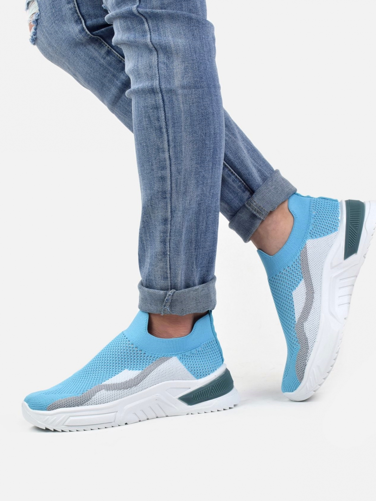 Stylish sock type trainers in blue